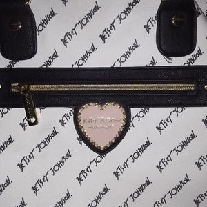 Betsy Johnson long white/black/pink tote.